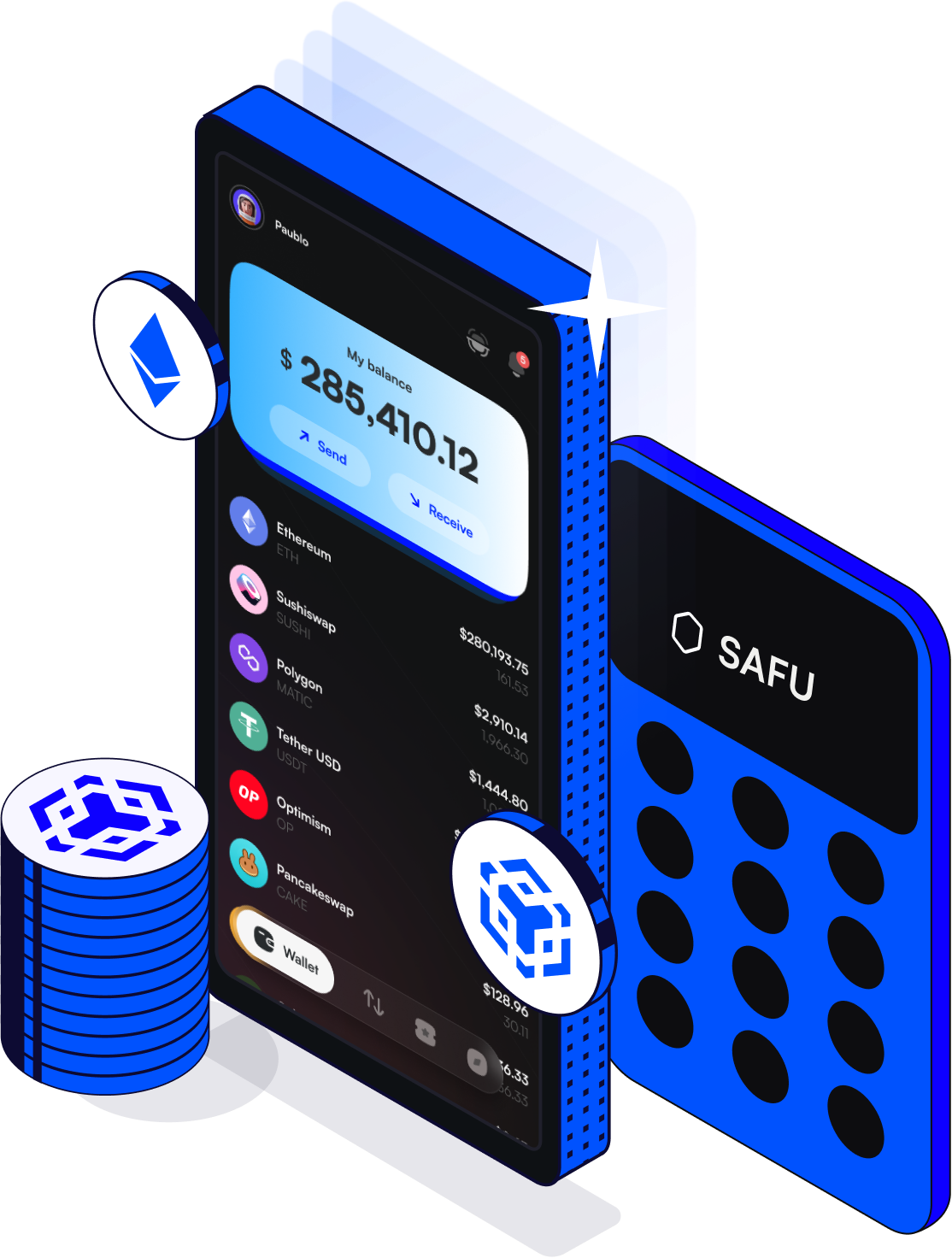 Illustration of SAFU Wallet interface